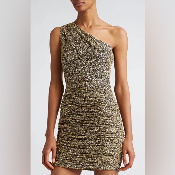 Ramy Brook Dresses & Skirts - Ramy Brook - Mallory Metallic Mesh One-Shoulder Mini Dress
